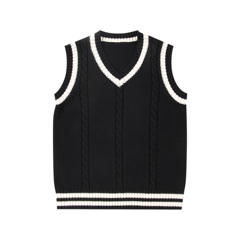 Women's College Style Knitted Vest: 2024 Spring/Autumn Wool Sleeveless Sweater Layering Top