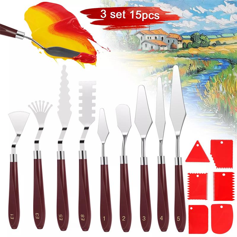 

Stainless Steel Oil Painting Knives Artist Crafts Spatula Palette Mixing Knife Scraper Art Acrylic Gouache Painting Drawing Tool