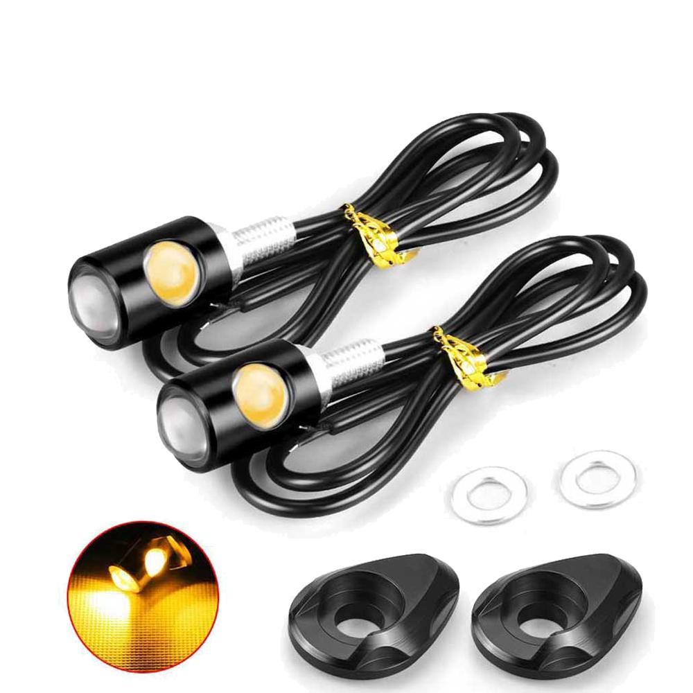 2X Mini LED Motorcycle Turn Signals Indicator Amber Blinker Light Universal Lamp