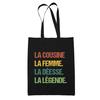 Tote Bag - PLANETEE - The Goddess Legend Cousin Vintage Black - Cotton - Black - Printed In France
