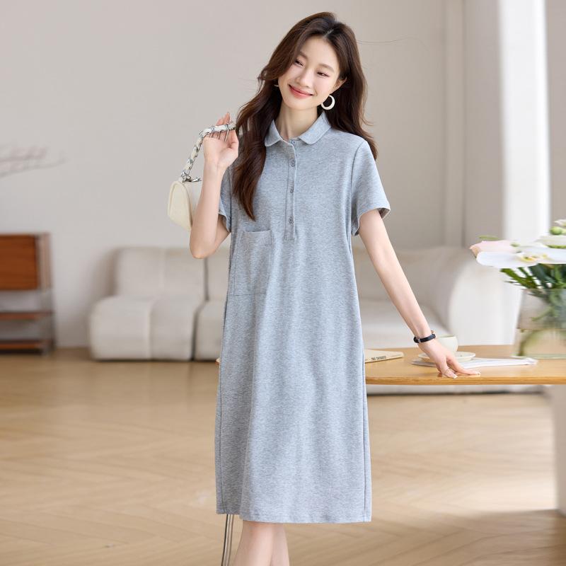

New dress women s long straight loose belly gray casual sports t-shirt skirt XL