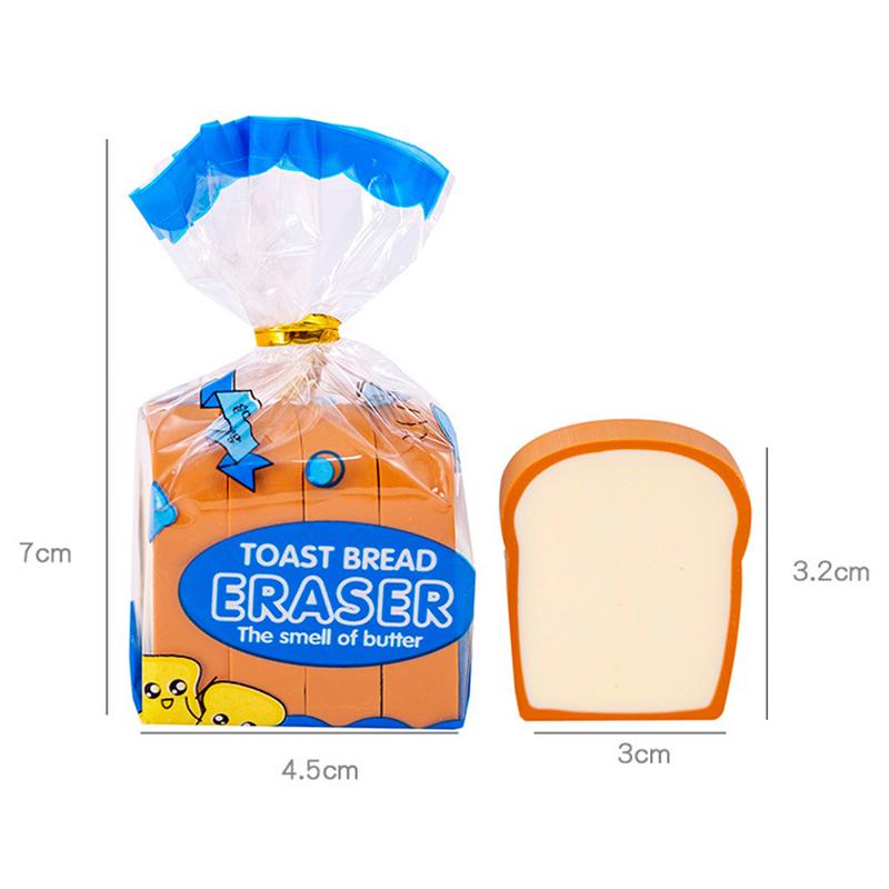 

4 Pcs/set Food Eraser Stationery Toast Bread Rubber Pencil Prizes for Kids Cute School Supplies