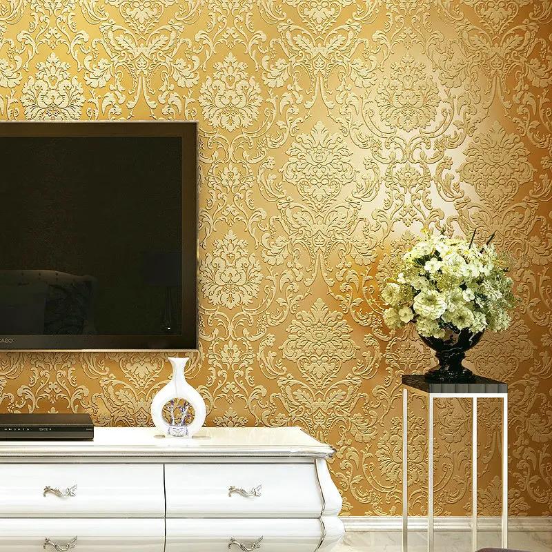 10M Luxury European Style Non-woven Wallpaper TV Background Decor Classic 3D Embossed Paper Wall Roll Wallcovering Upholstery