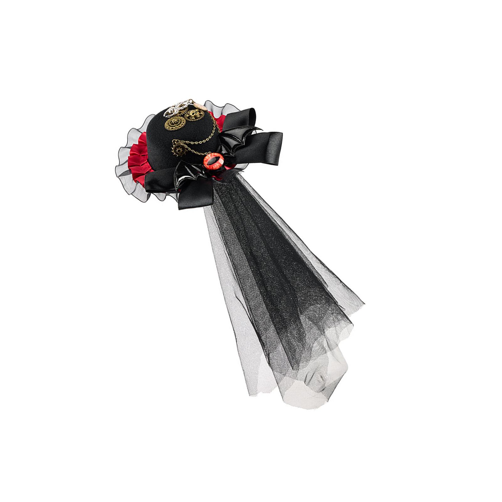 

Handmade Unique Steampunk Mini Top Hat Features Metal Devil Eye Embellishment Gothic Hat Accessory for Adults разноцветный