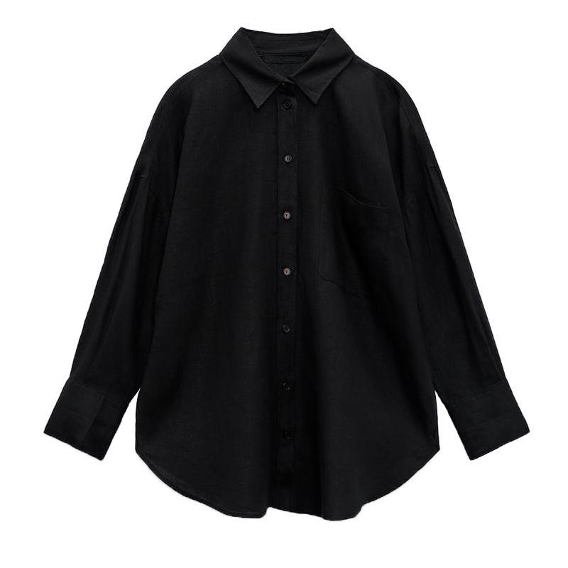 Sun Protection Loose Long Sleeves Pocket Linen White Shirt