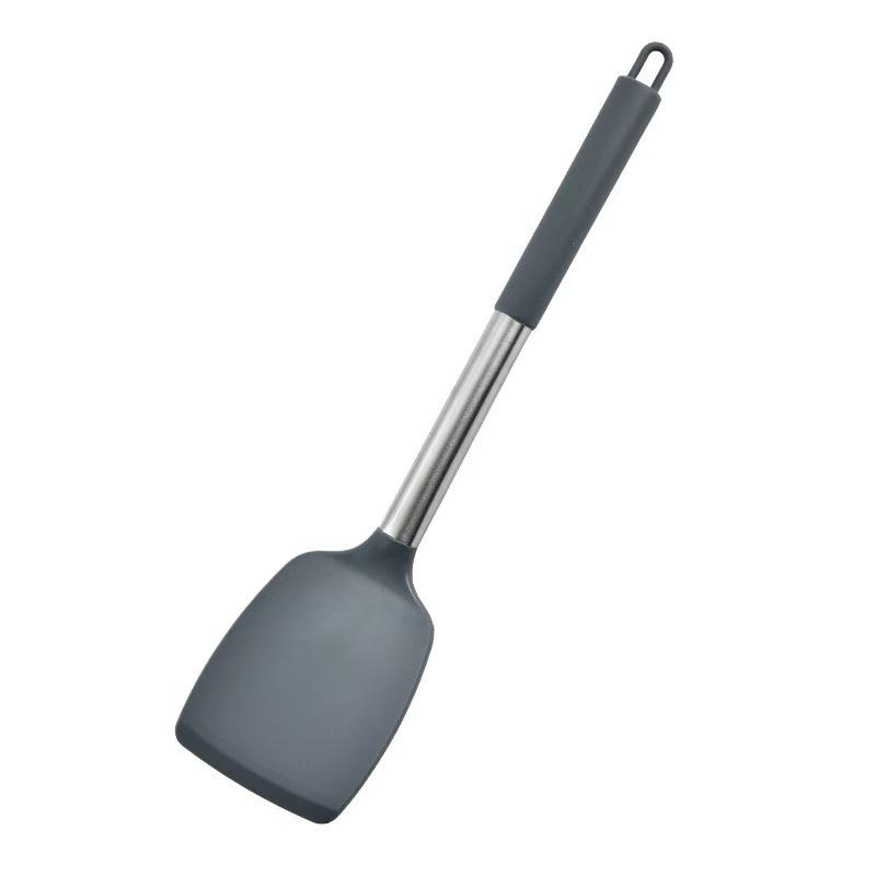 

Silicone Spatula Set with Handles: High-Temperature Resistant for Stir-Fry, Frying, Slotted, Non-Stick Cookware, and Steak Cooking. 1 Solid Spatula чорний