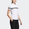 Adidas Striped Casual Soft Comfortable Short Sleeve Polo Shirt Women Tops White FS6463