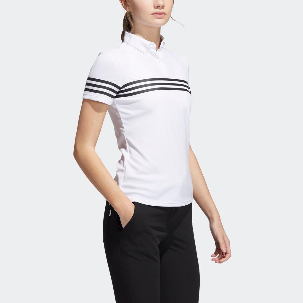 Adidas Striped Casual Soft Comfortable Short Sleeve Polo Shirt Women Tops White FS6463