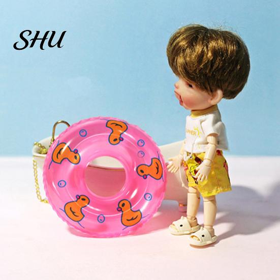 Dollhouse Miniature 2Pcs Swim Ring Realistic Good Sealing PVC Cute Ornaments Mini Doll Swimming Ornament for Gift DIY Materials