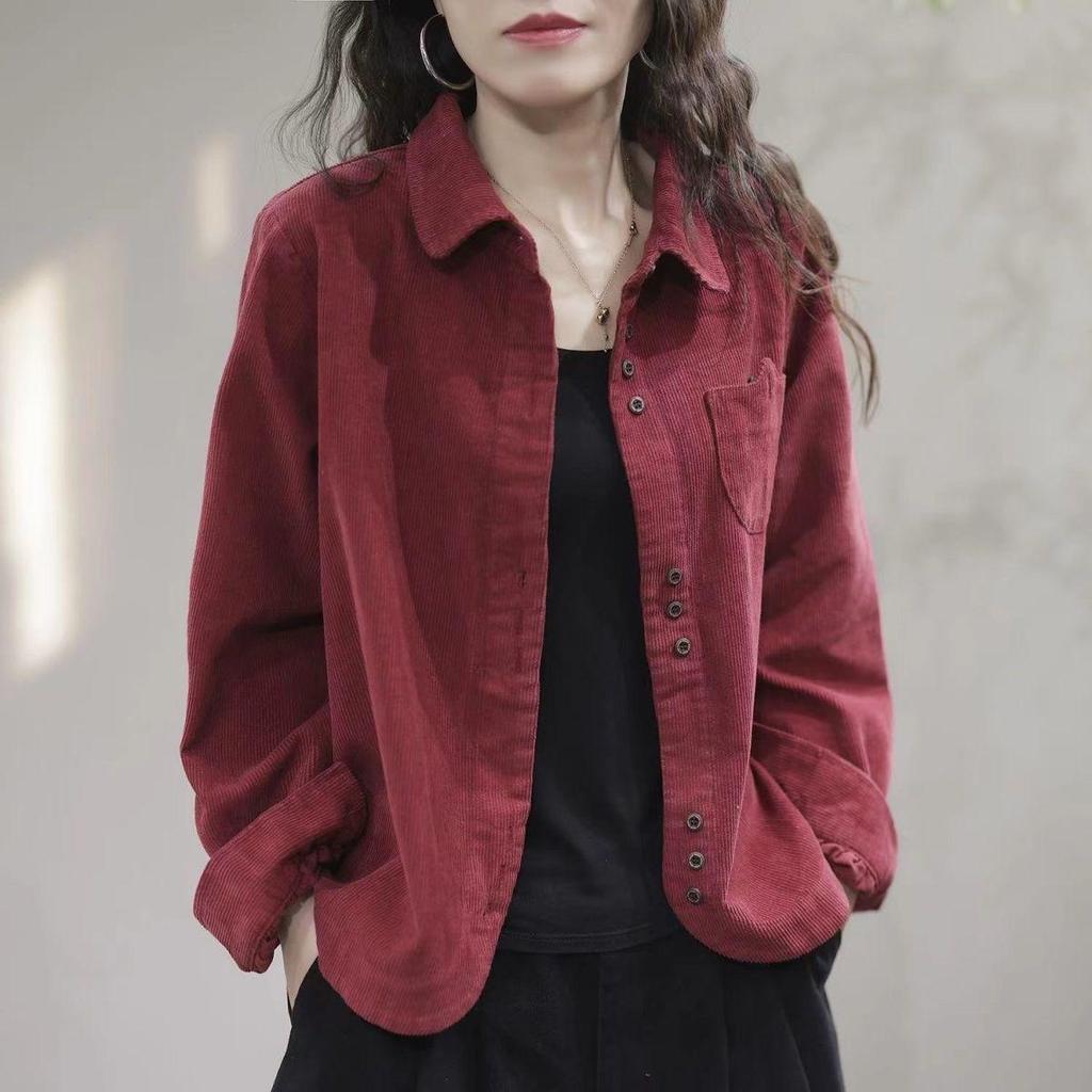 Artı boyutu Bayan Rahat Moda Turn Down Yaka Uzun Kollu Gevşek Kadife Hırka Blazer Ceket Gevşek L-3XL