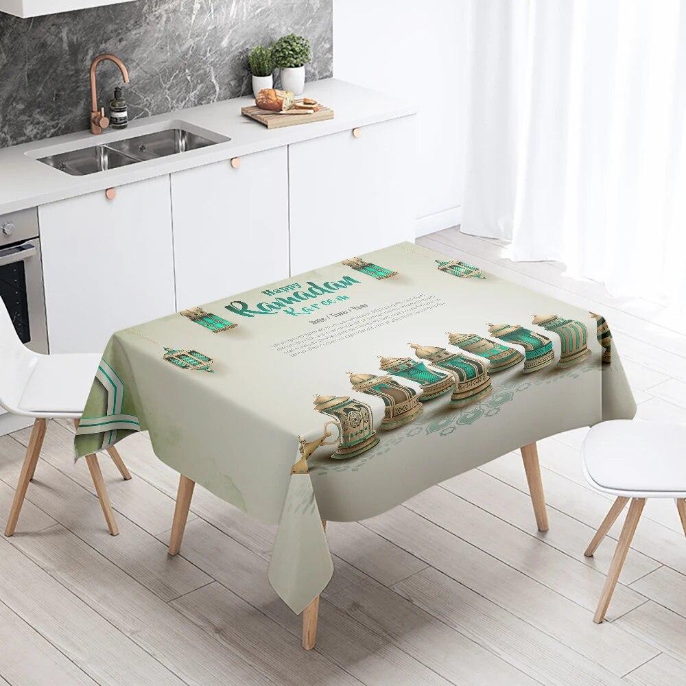Ramadan Kareem Home Decoration Tablecloth Islamic Muslim Mosque Decoration Tablecloth Waterproof and Stain Resistant