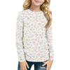 T-shirt casual a manica lunga con stampa sul collo per bambini, top per ragazzi e ragazze