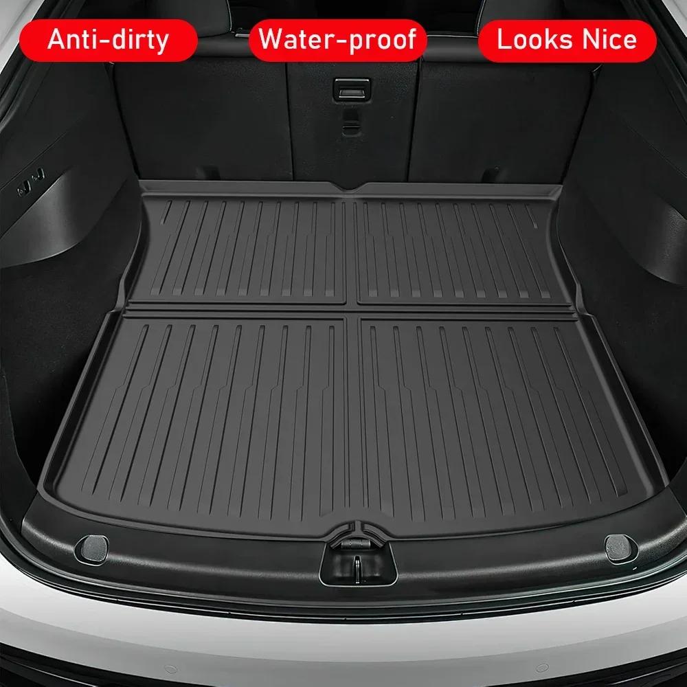 For Tesla Model Y 2024 Front Rear Trunk Mat TPE Lower Storage Box Pads Protective Cover Cargo Liner Trunk Tray Floor Mat