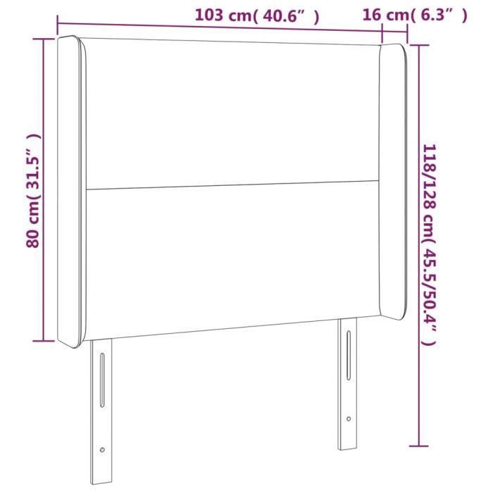VidaXL Tête de lit avec oreilles Marron foncé 103x16x118-128 cm Tissu3119293