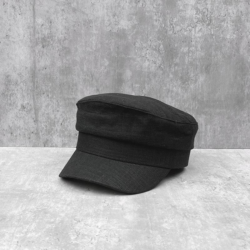 Simple, Light And Breathable Solid Color Linen Flat-Top Hat For Women'S Summer Casual Versatile Men'S And Women'S British High-Quality Sun Hat