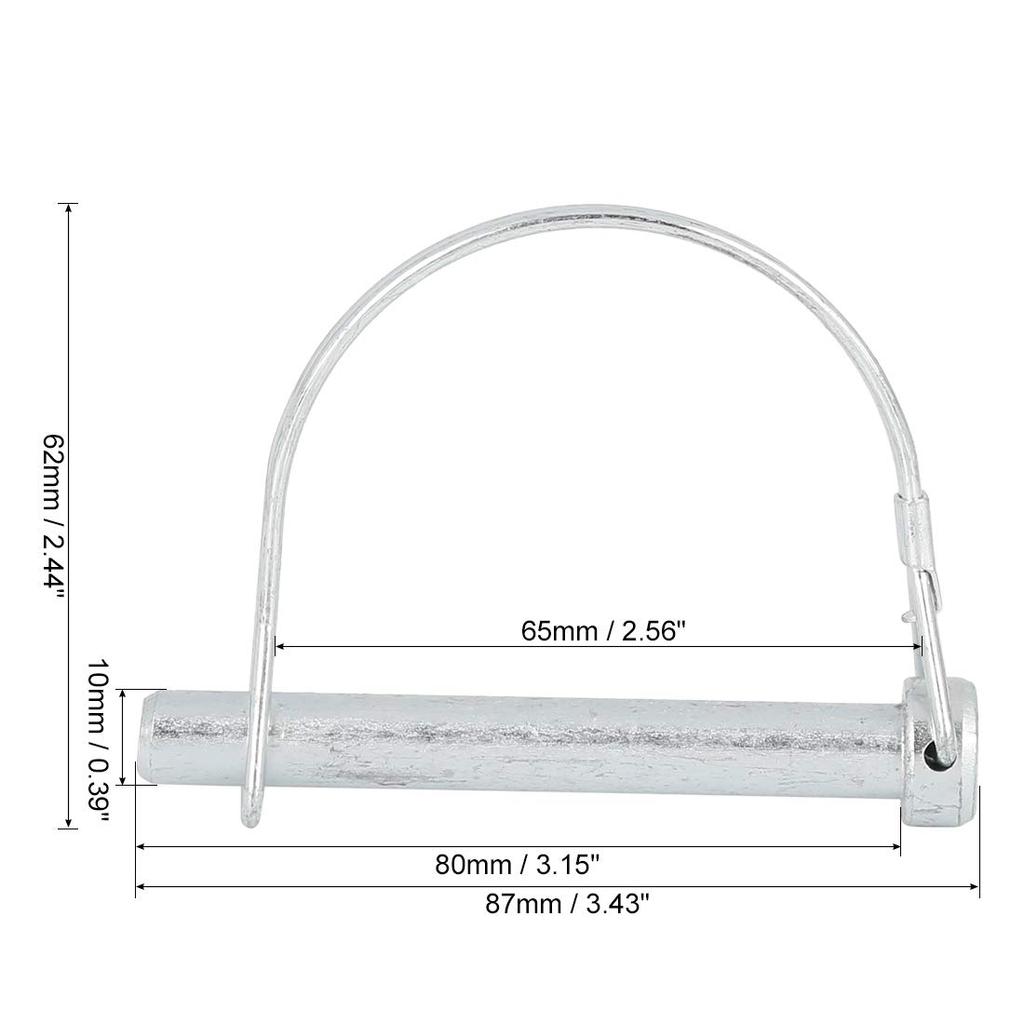 X AUTOHAUX Safety Coupler Pin Trailer Shaft Lock Pin Trailer Coupler Pin 80x10mm Arched D Shape Carbot 4 Pack