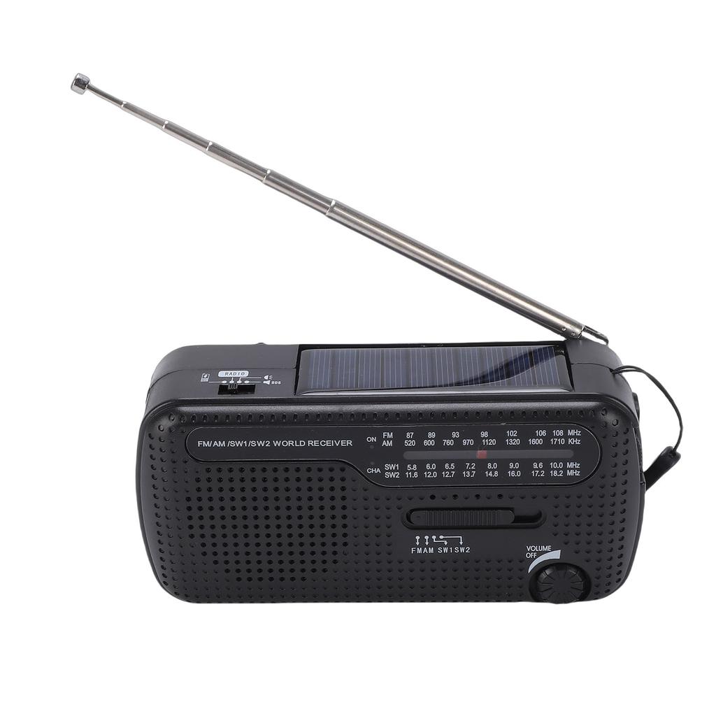 Portable Solar Radio NOAA Weather Hand Crank AM FM Shortwave Emergency Radio with LED Flashlight