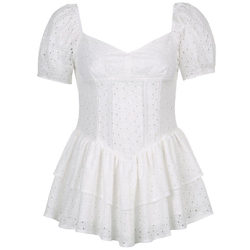 

Платье в стиле феи с вырезами на талии и воротником White S