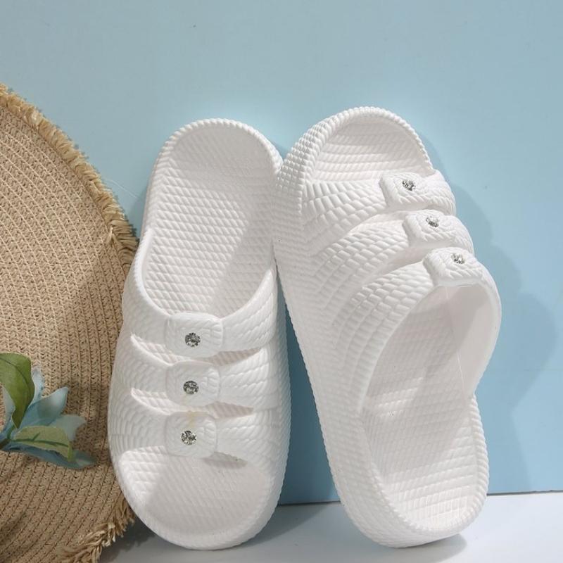 Fashion Women's New Summer Flat Sole Hollow Peep Toe Slippers Thick Sole Non Slip Home Slippers Bathroom Slippers Outdoor Beach Slipper