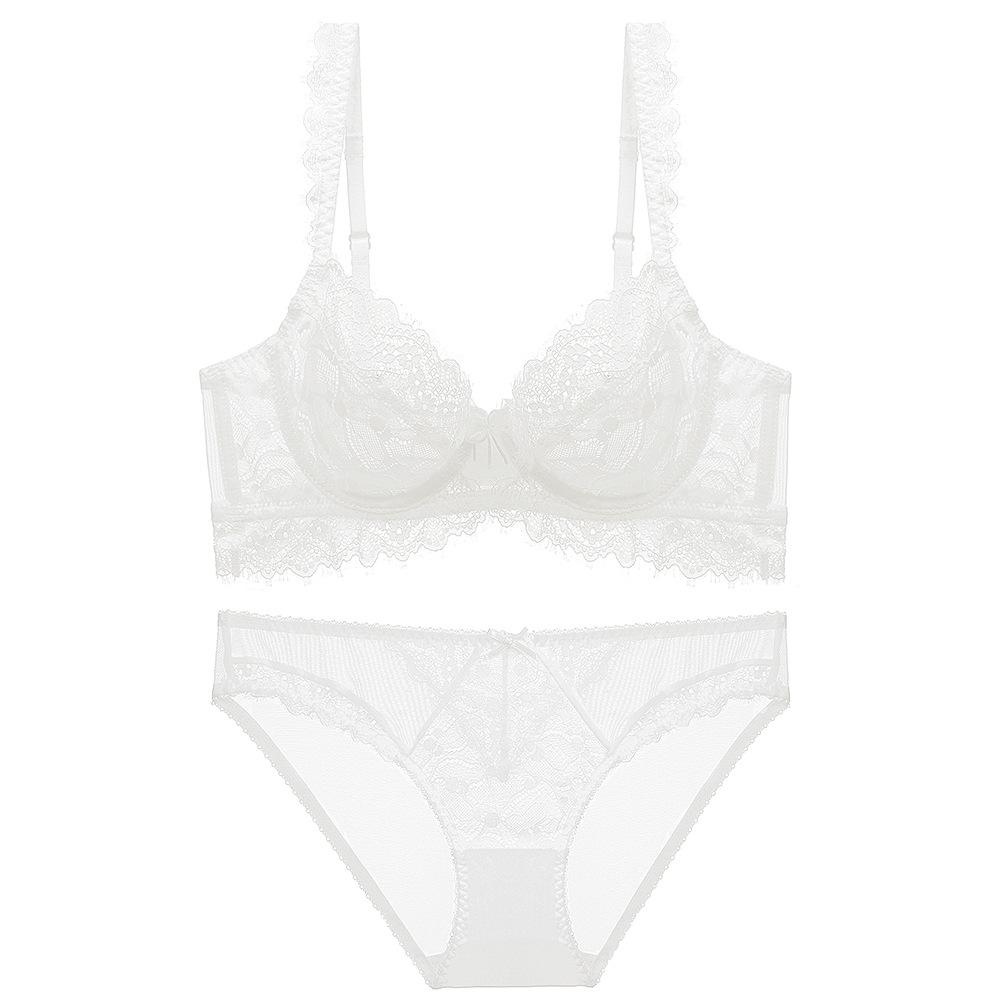 Set Reggiseno Minimizer Trasparente in Pizzo Ultra-sottile per Seno Abbondante