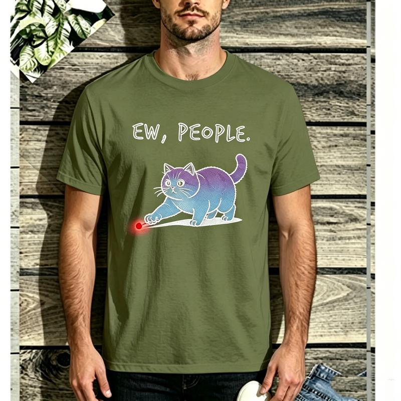 2026 New Unisex Funny Cat Ew People Cute Graphic Short Sleeve TShirt Soft Cotton Casual Summer Top Novelty Animal Lover Gift
