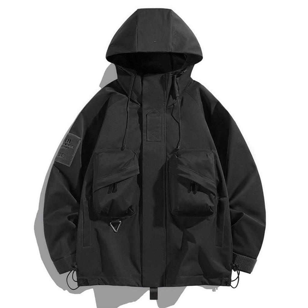 Men's Solid Color Jacket Outdoor Workwear Style Couple Jacket Coat Hooded Dirt Resistant And Wear Resistant Jacket