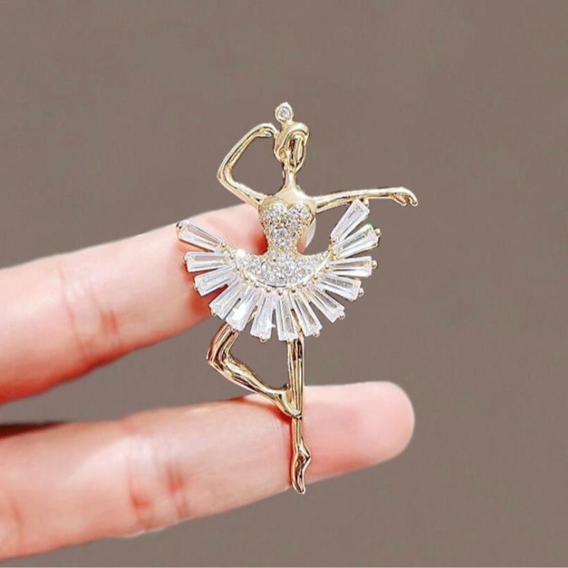1pc Delicate Ballet Girl Brooches for Women Fashion Rhinestone Ballet Girl Pins Jewelry Trendy Accessories Gift