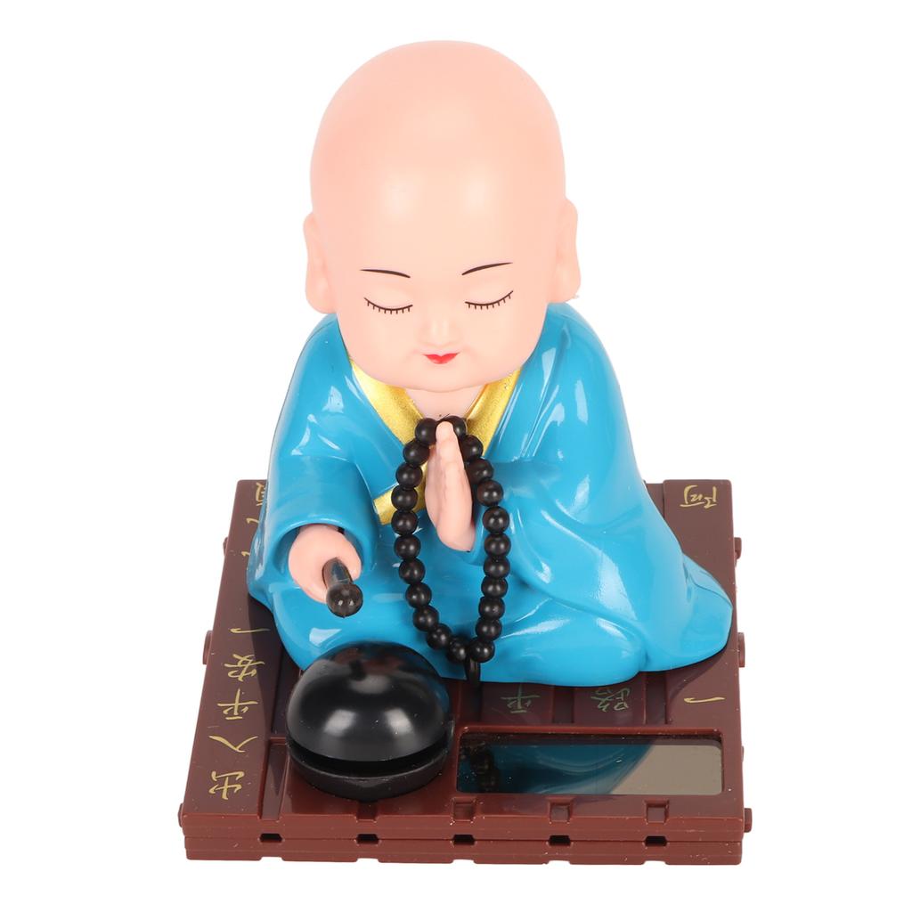 Little Buddhist Monk Ornament Solar Powered Cute Monk Decorative Ornaments for Car Desktop Living Room