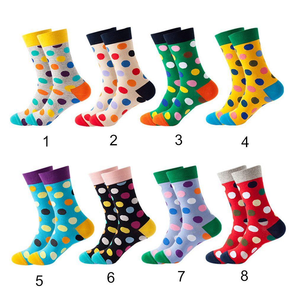 Women Men Christmas Funny Casual Polka Dot Cotton Socks Middle Tube Socks Couple Socks Long Sock