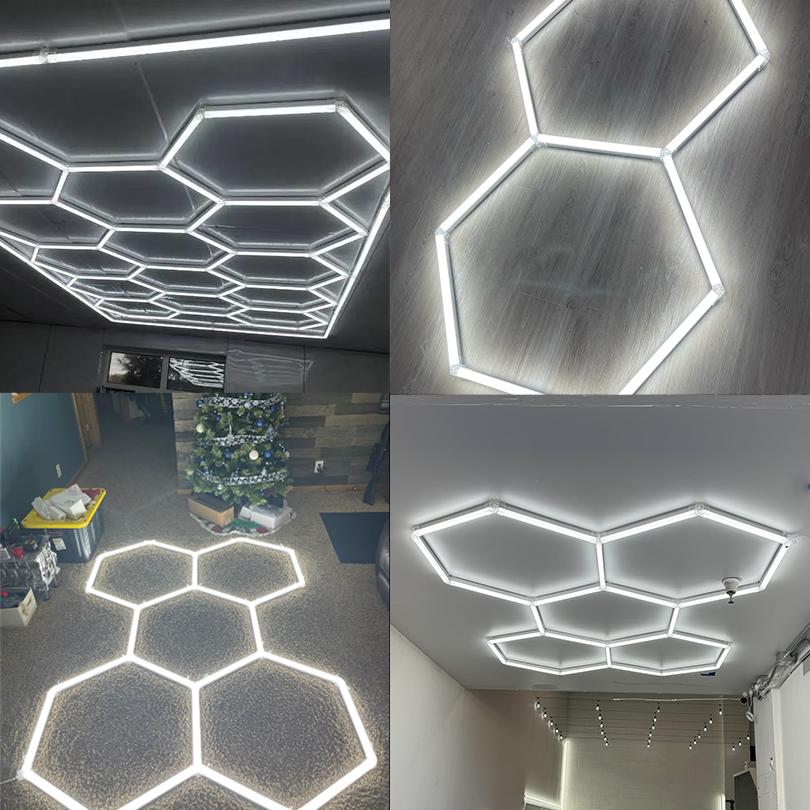 440mm Hexagonal Honeycomb LED Lamp 85-265V 6500K Ultra-bright And Energy-saving Gym Car Beauty Station Lamp
