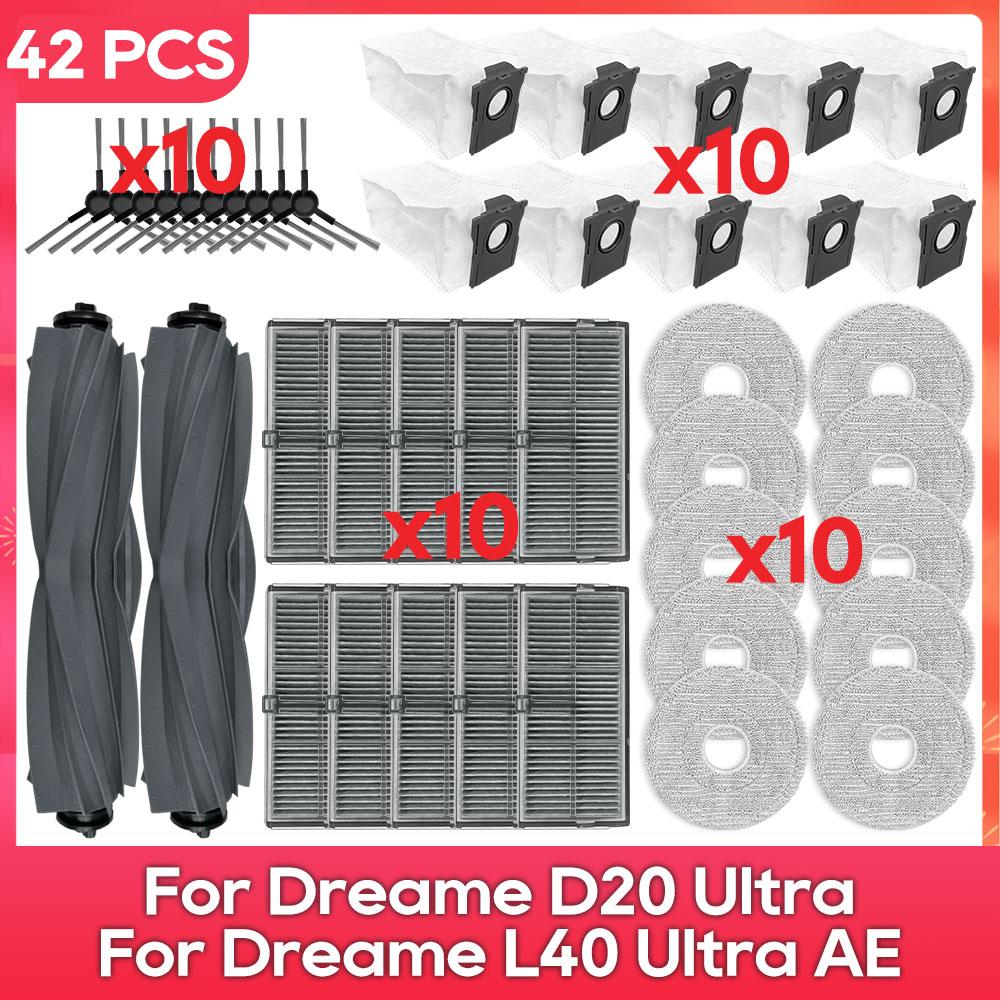 Fit For ( Dreame L40 Ultra AE / L40S Ultra CE / D20 Ultra ) Parts Main Side Brush Filter Mop Cloth Dust Bag Accessories