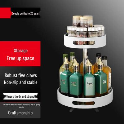 360 Rotating Double-Layer Carbon Steel Spice Rack