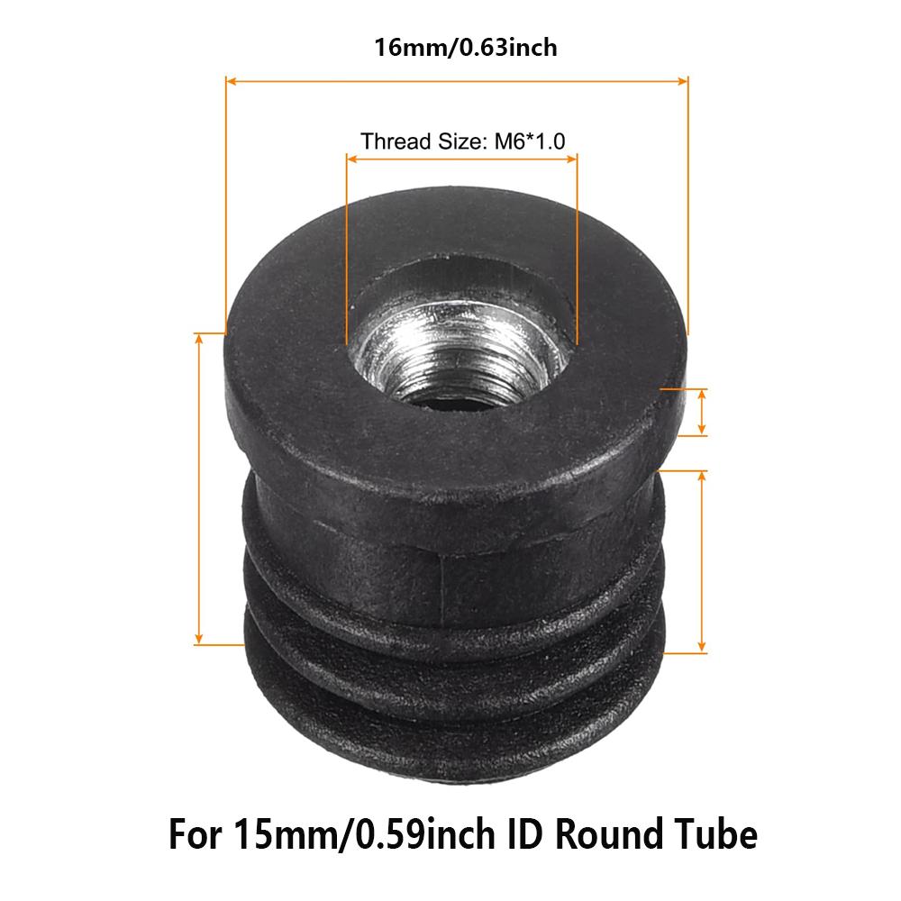 

4 шт. Черные пластиковые круглые заглушки M6 M8 с отверстием, гайка-заглушка для защиты, прокладка, пыльник, торцевые заглушки для стульев, мебельная фурнитура M6x16mm