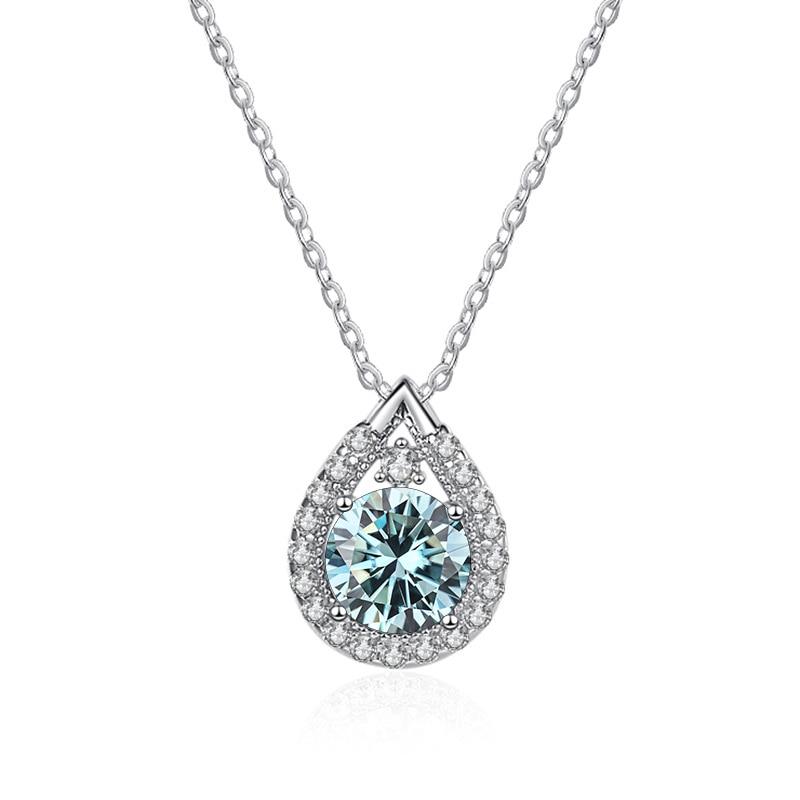 Bague Ringen S925 Sterling Silber Halskette Moissanit Schmuck für Frauen Wassertropfenförmiger Anhänger mit acht Herzen und acht Pfeilen