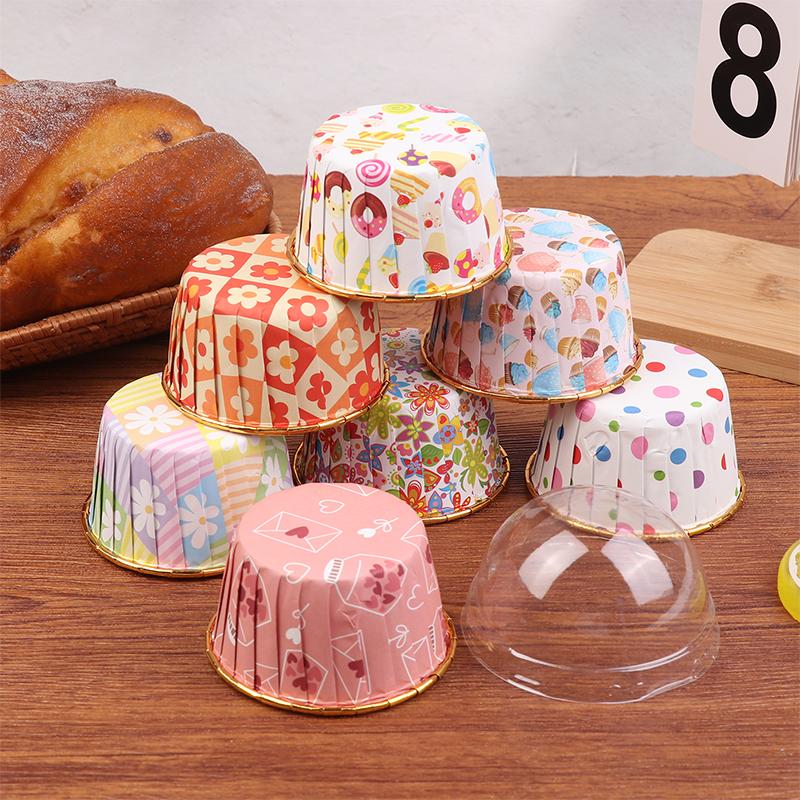 50Pcs/Set Disposable Cupcake Cups Or Lids Disposable Muffin Cups Heat Resistant Glossy Cupcake Liners Diy Baking Supplies