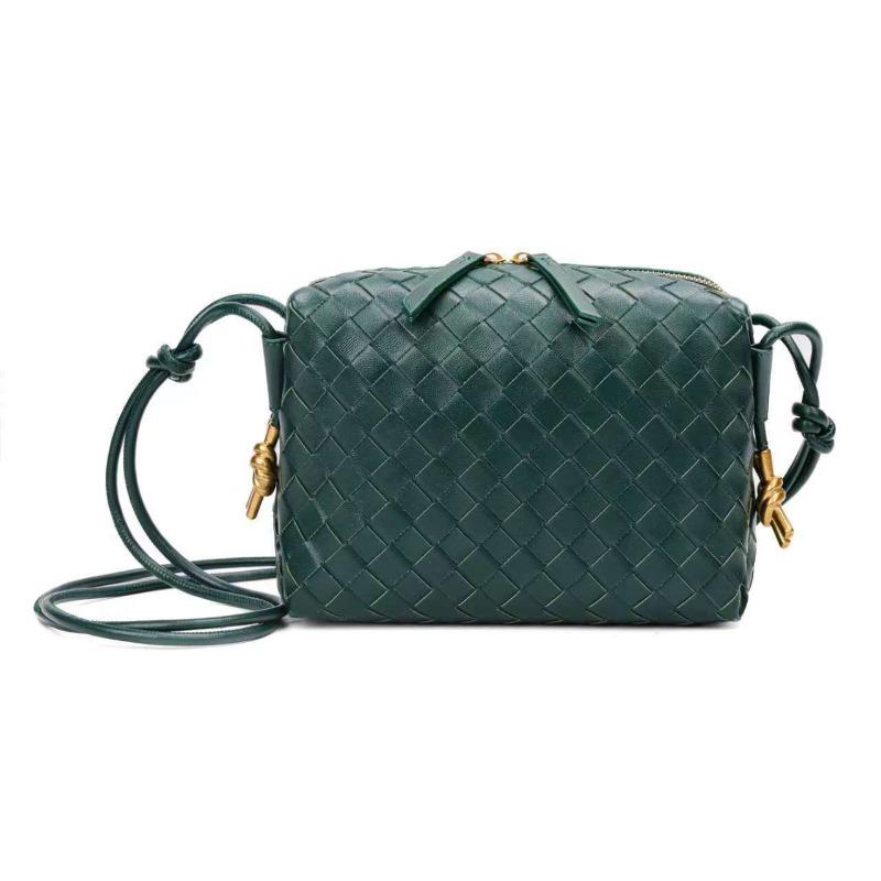 New wind braided camera bag, metal node braided small square bag, niche soft leather single shoulder messenger women's bag