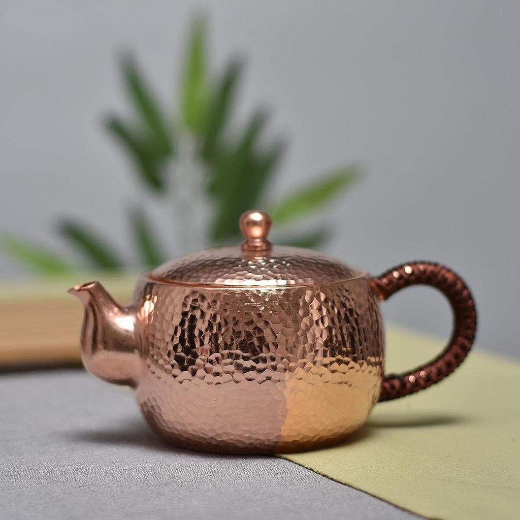 Copper Teapot with Handle Tea Maker Kettle Tea Ceremony Stovetop Teapot for Household Tea Lovers Gift Restaurant Tea House Hotel