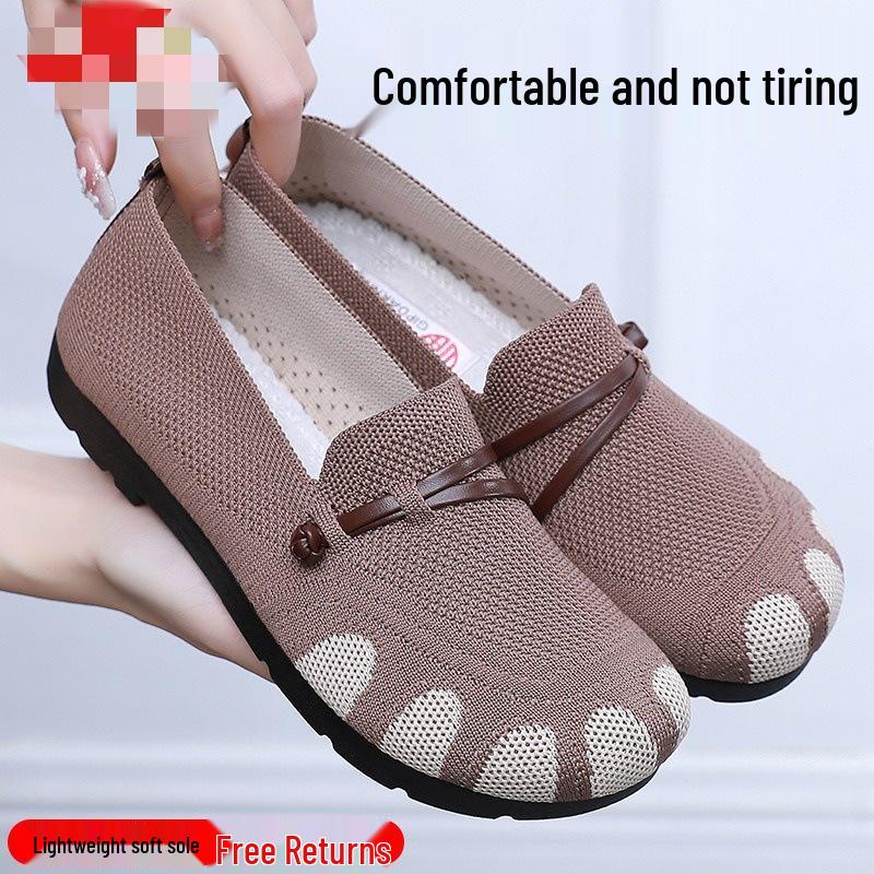 New Style Non-Slip Soft Sole Flat Shoes for Middle-Aged & Elderly Women - Spring/Autumn Comfort Shoes
