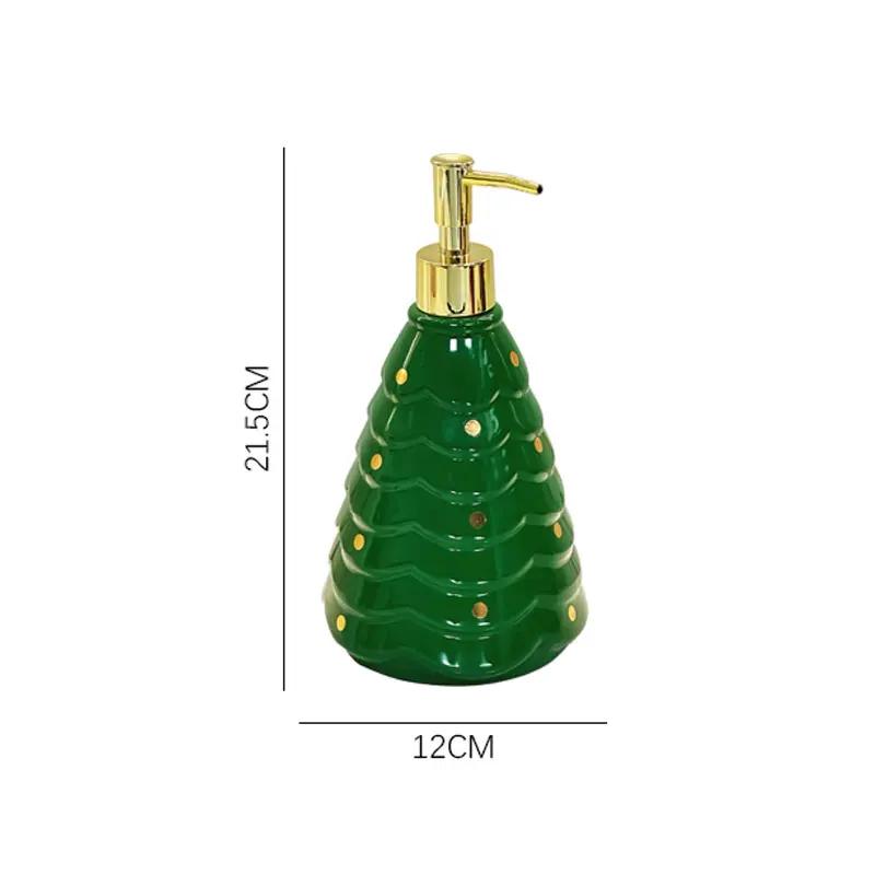 750ml Soap Dispenser Creative Christmas Tree Lotion Ceramic Bottle Household Toilet Press Shampoo Separate Bottle  Cup Dispenser
