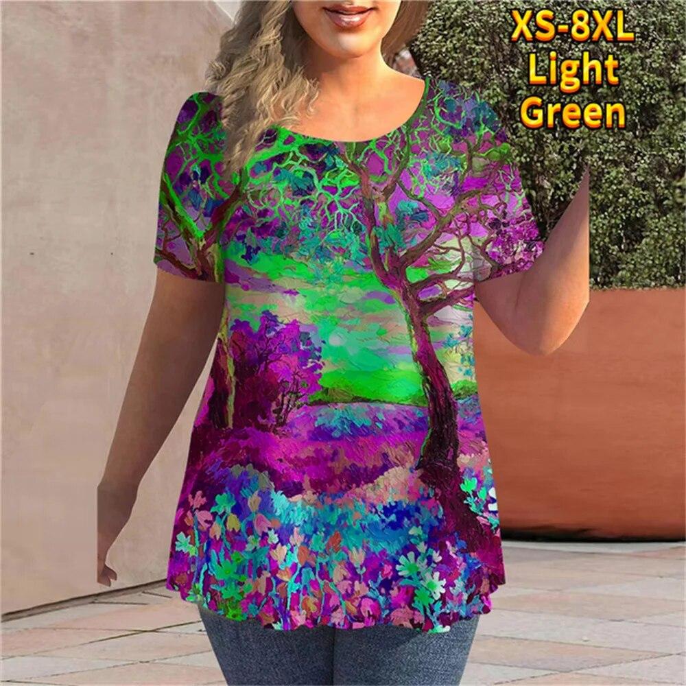 

Жіноча футболка неправильної форми з принтом із квітами та вуличним круглим вирізом, модний одяг з короткими рукавами, дозвілля, літні вуличні хіпстерські топи XXL