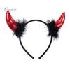 Devil Horn Decor peapael Palus kangast käsitsi valmistatud kerge elastse disainiga juukserõngas Cosplay peod Halloweeni aksessuaarid