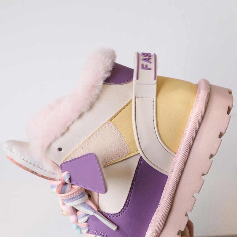 Little Dark Horse Classmate Winter Cute Cartoon Rabbit Ears Children's Snow Boots Velvet Warm Boys and Girls Large Cotton Boots