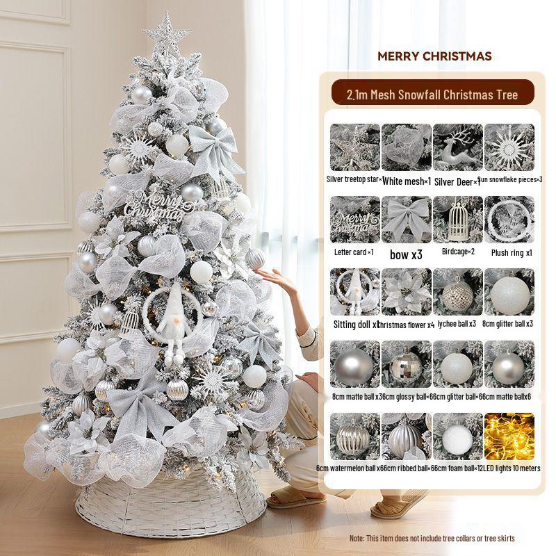 2M Luminous White Flocked Christmas Tree for Home or Window Decoration