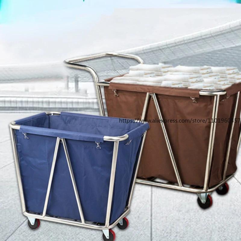 Stainless Steel Multi-Functional Hand Push Cleaning Cart for Hotel Guest Room Home Organizer