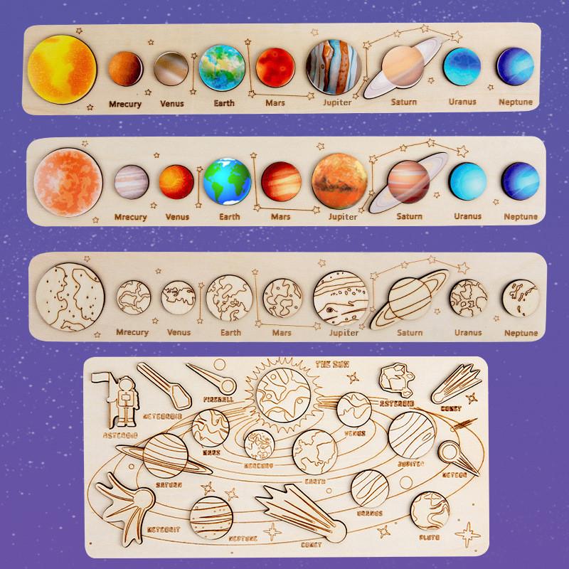 Childrens Educational Space Puzzle With Wooden Solar System For Learning And Cognitive Development