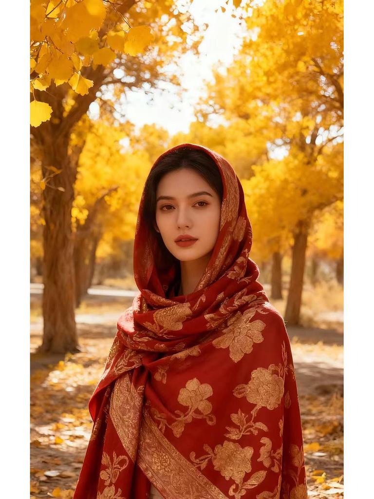 High-End Ethnischer Cut-Out Retro Floral Organza Jacquard Schal