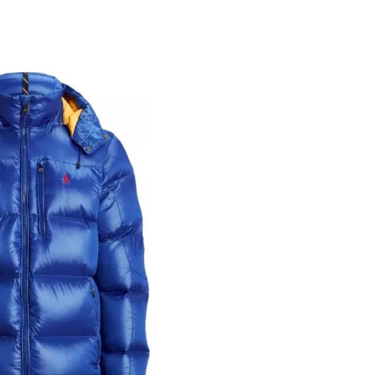 Polo Ralph Lauren Solid Color Logo Embroidered Hooded Long Sleeve Zipper Down Jacket Men Outerwear Blue 710889904-003