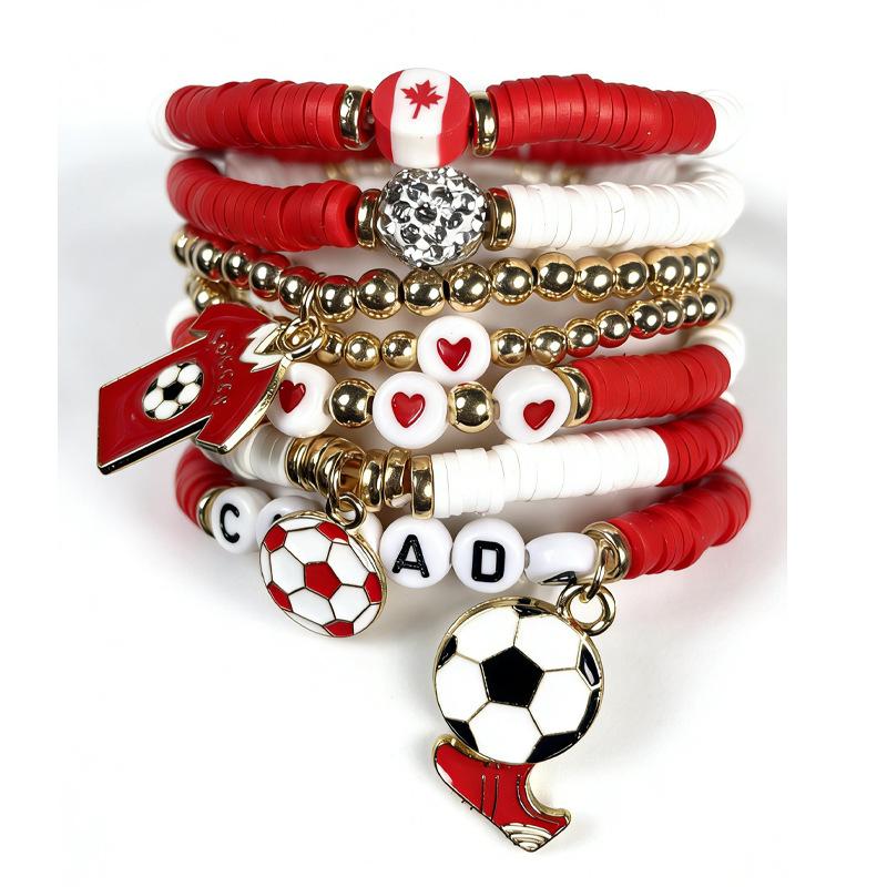 US, Canada and Mexico World Cup Bracelet Argentina, France and Mexico Fans Alphabet Soft Ceramic Football Match Bracelet