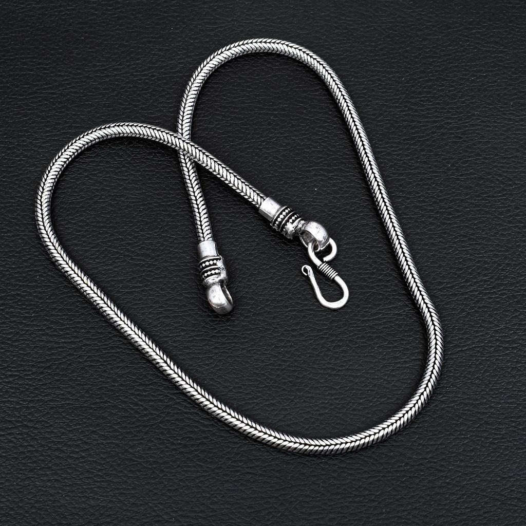 Vintage Design Handmade 5 Mm Snake Chain Necklace 925 Sterling Silver Plated Jewelry