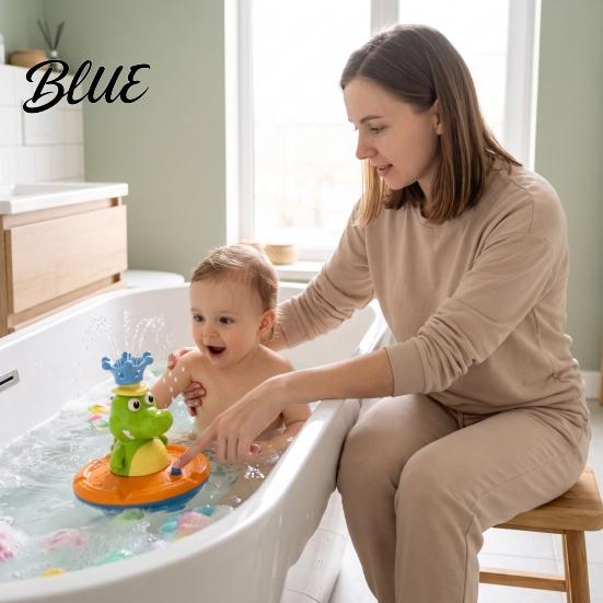 Kids Swimming Pool Accessories Cute Crocodile Bath Toy Light Up Fountain Bathtub Rotating LED Water Spray Toddler Sensory Play Toy for Toddlers